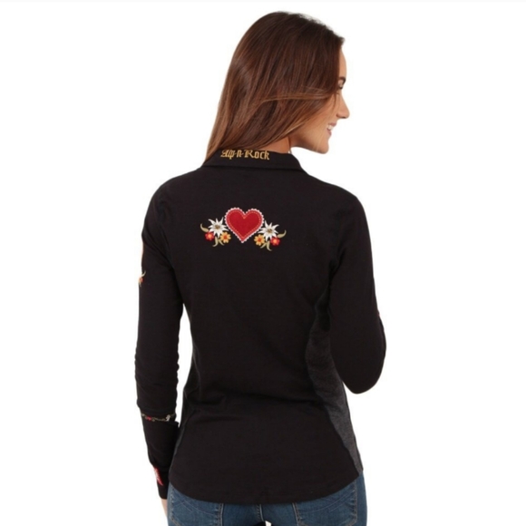 alp n rock alpine hearts floral embroidered button down shirt - Picture 1 of 15